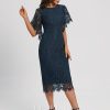 Birthday | Sheath/Column Scoop Knee-Length Lace Cocktail Dress Dark Navy – Womens