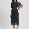 Birthday | Sheath/Column Scoop Knee-Length Lace Cocktail Dress Dark Navy – Womens