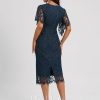 Birthday | Sheath/Column Scoop Knee-Length Lace Cocktail Dress Dark Navy – Womens