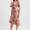 Birthday | Sheath/Column V-Neck Asymmetrical Lace Cocktail Dress With Flower As Picture – Womens