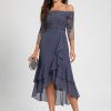 Birthday | Trumpet/Mermaid Off the Shoulder Asymmetrical Chiffon Cocktail Dress With Sequins Stormy – Womens