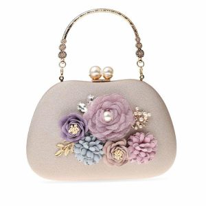 Clutches | Flower Elegant/Charming/Pretty/Refined Clutch Bags Champagne – Womens