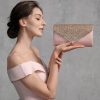 Clutches | Glitter Envelope/Metal Edge Clutch Bags Pink – Womens