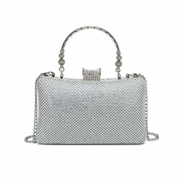 Clutches | Glitter/Crystal/ Rhinestone Hinge Handbags Silver – Womens