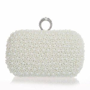 Clutches | Imitation Pearl Elegant Clutch Bags White – Womens