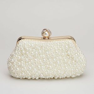 Clutches | Imitation Pearl Elegant Handbags Beige – Womens