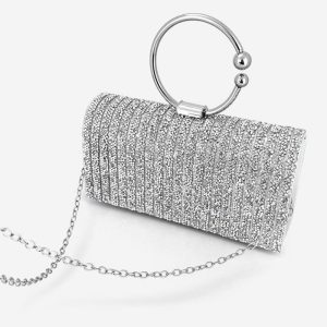 Clutches | Rhinestone/Glitter Clutch Bags/Clutches & Evening Bags Silver – Womens