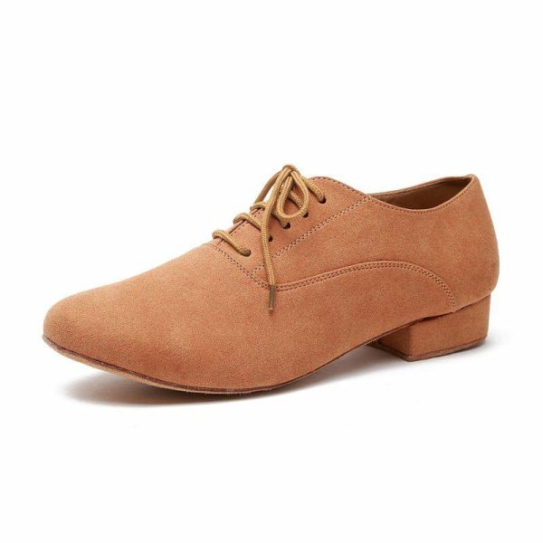 Dance Shoes | Men’s Ballroom Shoes Latin Shoes Lace-up Chunky Heel Nubuck Indoor Solid Color Dance Shoes Camel – Womens