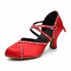 Dance Shoes | Women’s Ballroom Shoes Beading Rhinestone Satin Indoor Dance Shoes Apricot – Womens