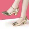 Dance Shoes | Women’s Ballroom Shoes Block Heel Faux Leather Outdoor Solid Color Dance Shoes Gold – Womens