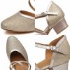 Dance Shoes | Women’s Ballroom Shoes Buckle Chunky Heel Glitter Indoor Dance Shoes Champagne – Womens