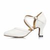 Dance Shoes | Women’s Ballroom Shoes Buckle Flare Heel Leatherette Indoor Solid Color Dance Shoes White – Womens