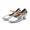 Dance Shoes | Women’s Ballroom Shoes Buckle Leatherette Dance Shoes Silver – Womens