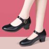 Dance Shoes | Women’s Ballroom Shoes Chunky Heel Faux Leather Outdoor Solid Color Dance Shoes Black – Womens