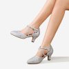 Dance Shoes | Women’s Ballroom Shoes Hollow-out Rhinestone High Heel Glitter Indoor Solid Color Dance Shoes Silver – Womens