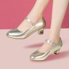 Dance Shoes | Women’s Ballroom Shoes Low Heel Faux Leather Outdoor Solid Color Dance Shoes Silver – Womens