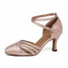 Dance Shoes | Women’s Ballroom Shoes Rhinestone High Heel Satin Indoor Solid Color Dance Shoes Champagne – Womens