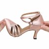 Dance Shoes | Women’s Ballroom Shoes Rhinestone High Heel Satin Indoor Solid Color Dance Shoes Champagne – Womens