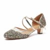 Dance Shoes | Women’s Ballroom Shoes Sequin Chunky Heel Glitter Indoor Dance Shoes Silver – Womens