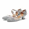 Dance Shoes | Women’s Ballroom Shoes Sequin Chunky Heel Glitter Indoor Dance Shoes Silver – Womens