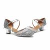 Dance Shoes | Women’s Ballroom Shoes Sequin Chunky Heel Glitter Indoor Dance Shoes Silver – Womens