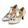 Dance Shoes | Women’s Ballroom Shoes Sequin High Heel Glitter Indoor Color Block Dance Shoes Silver – Womens