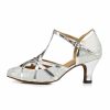 Dance Shoes | Women’s Ballroom Shoes Sequin High Heel Glitter Indoor Color Block Dance Shoes Silver – Womens