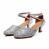 Dance Shoes | Women’s Ballroom Shoes Sequin Leatherette Glitter Dance Shoes Silver – Womens