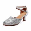 Dance Shoes | Women’s Ballroom Shoes Sequin Leatherette Glitter Dance Shoes Silver – Womens