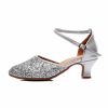 Dance Shoes | Women’s Ballroom Shoes Sequin Leatherette Glitter Dance Shoes Silver – Womens