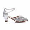 Dance Shoes | Women’s Ballroom Shoes Sequin Leatherette Glitter Dance Shoes Silver – Womens