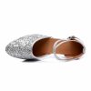 Dance Shoes | Women’s Ballroom Shoes Sequin Leatherette Glitter Dance Shoes Silver – Womens