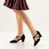 Dance Shoes | Women’s Ballroom Shoes T-Strap Chunky Heel Block Heel Satin Indoor Solid Color Dance Shoes Black – Womens