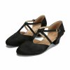 Dance Shoes | Women’s Ballroom Shoes T-Strap Chunky Heel Block Heel Satin Indoor Solid Color Dance Shoes Black – Womens