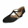 Dance Shoes | Women’s Ballroom Shoes T-Strap Chunky Heel Block Heel Satin Indoor Solid Color Dance Shoes Black – Womens