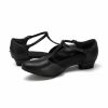 Dance Shoes | Women’s Ballroom Shoes T-Strap Faux Leather Indoor Solid Color Dance Shoes Black – Womens