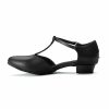 Dance Shoes | Women’s Ballroom Shoes T-Strap Faux Leather Indoor Solid Color Dance Shoes Black – Womens