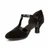 Dance Shoes | Women’s Ballroom Shoes T-Strap High Heel Faux Leather Indoor Solid Color Dance Shoes Black – Womens