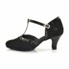 Dance Shoes | Women’s Ballroom Shoes T-Strap High Heel Faux Leather Indoor Solid Color Dance Shoes Black – Womens