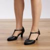 Dance Shoes | Women’s Ballroom Shoes T-Strap High Heel Faux Leather Indoor Solid Color Dance Shoes Black – Womens