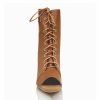 Dance Shoes | Women’s Dance Boots Lace-up Cone Heel Leatherette Indoor Solid Color Dance Shoes Brown – Womens