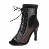 Dance Shoes | Women’s Dance Boots Lace-up High Heel Leatherette Mesh Indoor Solid Color Dance Shoes Apricot – Womens