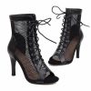 Dance Shoes | Women’s Dance Boots Lace-up High Heel Leatherette Mesh Indoor Solid Color Dance Shoes Apricot – Womens