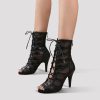 Dance Shoes | Women’s Dance Boots Lace-up High Heel Mesh Faux Leather Indoor Solid Color Dance Shoes Brown – Womens