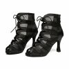 Dance Shoes | Women’s Dance Boots Lace-up Mesh Faux Leather Indoor Dance Shoes Black – Womens