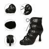 Dance Shoes | Women’s Dance Boots Lace-up Mesh Faux Leather Indoor Dance Shoes Black – Womens