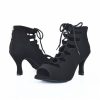 Dance Shoes | Women’s Dance Boots Latin Shoes Lace-up Suede Dance Shoes Black – Womens