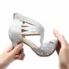 Dance Shoes | Women’s Imitation Pearl Rhinestone High Heel Leatherette Indoor Solid Color Dance Shoes Silver – Womens