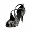 Dance Shoes | Women’s Latin Shoes Animal Print High Heel Faux Leather Indoor Dance Shoes Silver – Womens