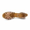 Dance Shoes | Women’s Latin Shoes Beading Rhinestone Flare Heel Satin Indoor Color Block Dance Shoes Brown – Womens